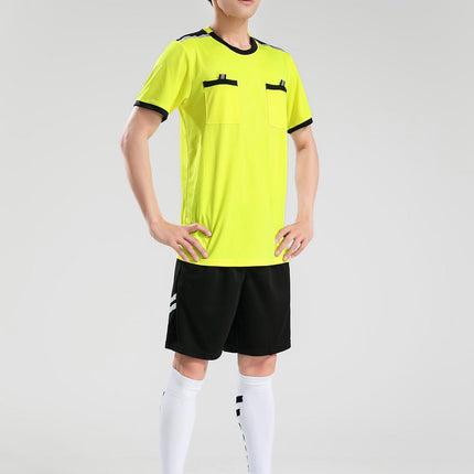 Quick-drying football referee uniform suit men's printed team uniform adult Referee Jersey student competition equipment football uniform summer
