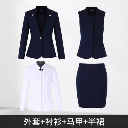 Chinese retro professional suit women's suit formal wear Hotel manager Front desk reception sales department jewelry shop overalls