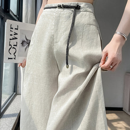 2025 Summer New Tencel Linen Scimitar Pants High Waist Casual Pants Ice Silk Wide Leg Floor Mopping Pants Women