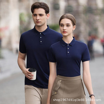 High-Quality Ice Silk Short-Sleeved Polo Shirt with Custom Printed Logo, Summer Breathable Lapel Quick-Drying Work Clothes, Work Clothes Printing