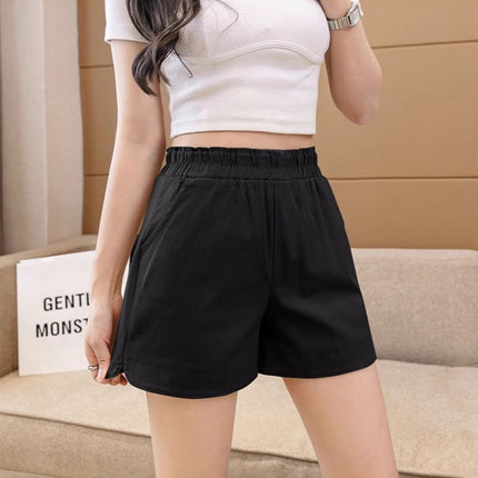 Cotton Shorts Women's Summer New Arrival High Waist All-Match Loose Open Waist Shorts Split A- line Loose Wide Leg Outer Wear Shorts