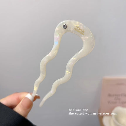Cross-border Explosions 12.5cm High-grade Acetic Acid U-shaped Hairpin Female Hair Hairpin Back Head Ball Head Disc Hair Headwear Hairpin