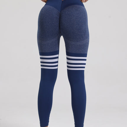 4 bars back V waist stripe yoga pants sports tights women's high waist hip yoga clothing quick-drying running fitness pants