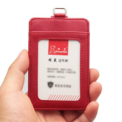 Leather Lanyard Work Id Card Holder with Multiple Card Slots, Customizable Company Logo