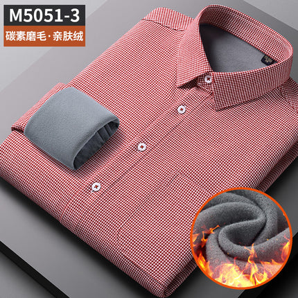 Shangchao quality men's shirt cotton brushed plaid winter fleece-lined thickened casual men's cardigan long sleeve shirt