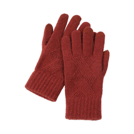 Wool Knitted Touch Screen Gloves Men's and Women's Winter All-match Korean-style Cold-proof Warm-keeping Knitted Gloves for Couple