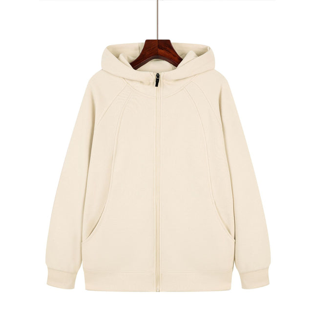 350g Heavyweight Trendy Fashion Patchwork Hooded Raglan Zipper Sweatshirt Jacket Spring and Autumn Long-Sleeve Couple Style