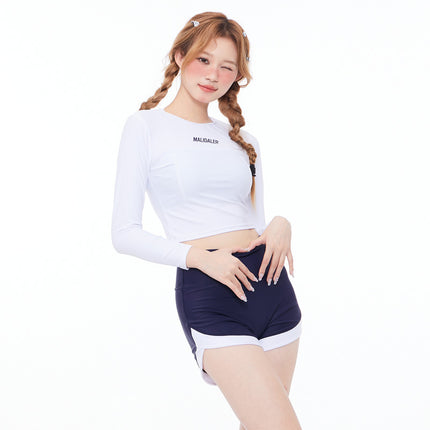 One-Piece Drop-Shipping Japanese and Korean Style Long-Sleeve Swimwear for Women, Two-Piece Conservative Sun-Protective Sports Swimsuit, Fresh Style for Students, Wholesale Swimwear
