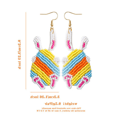 Easter Retro Style Creative Accessories Carrot Earrings High-End Green Leaf Rice Beads Sequin Hand-Woven Earrings