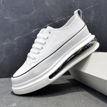 Men's Casual White Shoes, Leather Air-Cushion Sole, European Style Men's Clothing, Live Streaming, Fast Delivery, Wholesale from Wenzhou, Comfortable