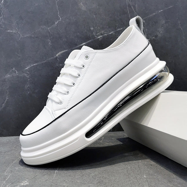 Men's Casual White Shoes, Leather Air-Cushion Sole, European Style Men's Clothing, Live Streaming, Fast Delivery, Wholesale from Wenzhou, Comfortable