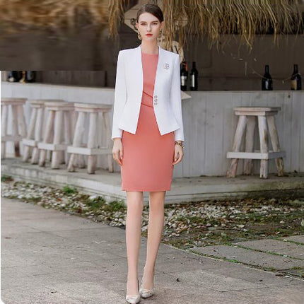 Spring and Autumn new fashion temperament goddess fan professional suit office white collar work clothes broadcast host formal wear