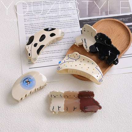 Cute Cartoon Puppy Hairpin for Women with Hair on the Back of the Head, Shark Clip, High-End Large-Volume Hairpin Hairpin Headgear