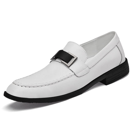 Men's Shoes Spring and Summer Low-Cut Slip-On Shoes Cowhide Metal Leather Shoes Work Versatile Loafers Business Casual Shoes