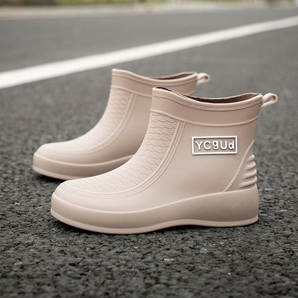 Cross-Border Rain Boots for Women, Short-Tube Fashionable Outer Wear Student Rain Boots, Winter Velvet Warm Rubber Shoes, Low-Tube New Water Shoes
