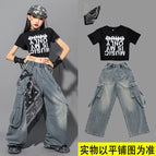 Music251 black short t+532 strap denim trousers+black scarf+chain / 110cm