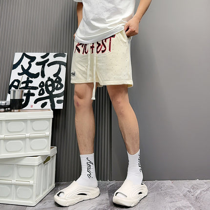 Shorts Men's Letters Summer Tooling Fashionable Trousers Casual Outer Wear Loose Trendy Brand Mid-length Pants Beach Pants