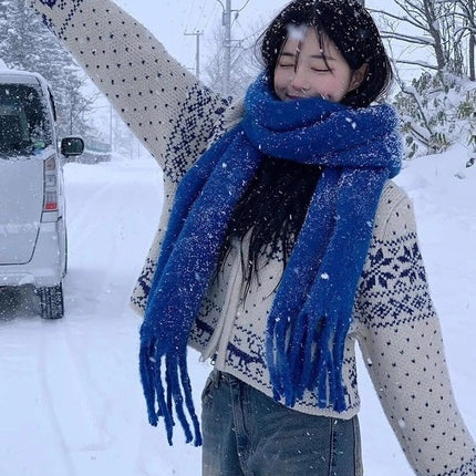Cross-Border Scarf New Imitation Cashmere Scarf for Women Autumn and Winter Thickened Warm Shawl Solid Color Student Scarf for Men Wholesale