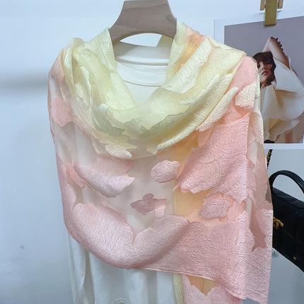Three-dimensional Flower Cutting Scarf Women's Spring and Autumn Korean-style Organza Rose Long Scarf Gauze Dual-use Shawl