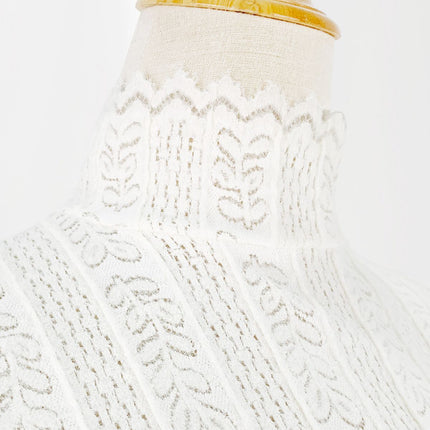 High-End Brushed Fabric 2026 Autumn and Winter New Lace Base Shirt, Lace-Trimmed Half-High Collar White Inner Fairy Top