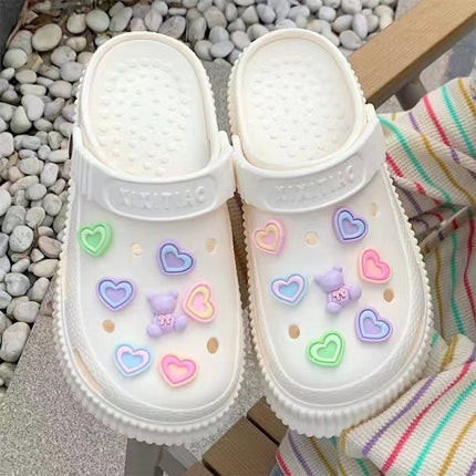 Girl's Heart Cartoon Sandals and Slippers Women's Summer Outer Wear Thick Sole Heightened Cave Shoes Cute Student Baotou Sandals and Slippers