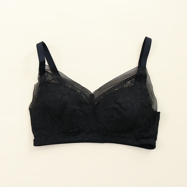Fruit Love Silk plus size Underwear Without Steel Ring Mulberry Silk Sexy Lace Ultra-thin Women's Big Chest Small Bra