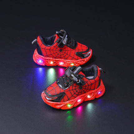 Wholesale children's sneaker with lights 2024 spring and autumn new boys mesh shoes small and medium-sized baby running shoes tide