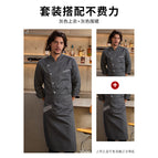 Gray top long sleeves + gray tal2008 long apron / M