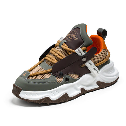 Men's Spring and Summer Mesh Niche Fashion Sneakers Running Shoes Popcorn Casual Men's Shoes Thick Sole Heightened Torre Shoes