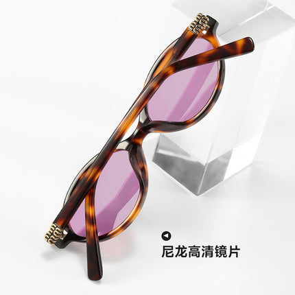 Zhang Yuanying's Same Style Nerd Plate Sunglasses Women's High-End Tortoiseshell Sunglasses Anti-Uv Bc9113