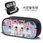 Large-capacity three-layer canvas pencil case-factory direct sales / B15677