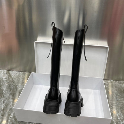 Height-Increasing Thick-Soled Slimming Over-The-Knee Knight High Boots European New Autumn and Winter Fleece-Lined Trendy Women's Boots