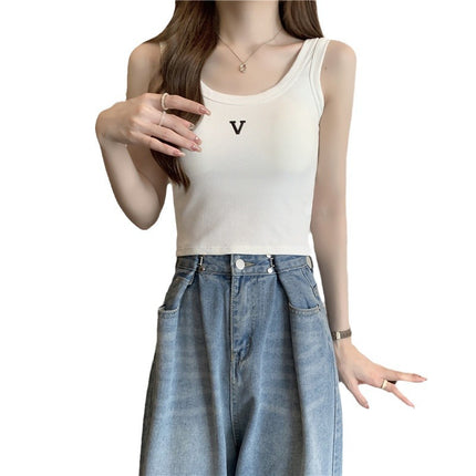 Small Camisole Women's Inner Padded Chest Pad Design-Sense Outer Wear Slim-Fit Slimming Sleeveless Short Base Top Trendy