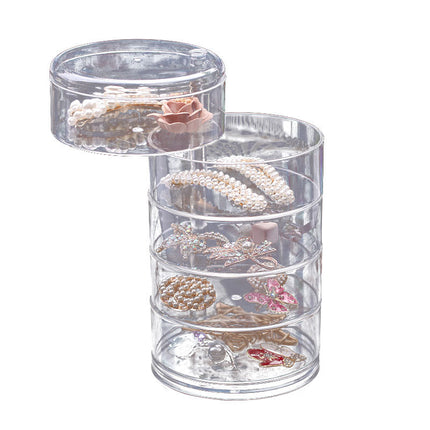 Desktop Storage Box Earrings Hairpin Jewelry Cosmetics Jewelry Multifunctional Sundries Transparent Rotating Storage Box