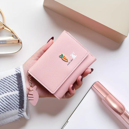 New Wallet Girl Student Sweet Cute Three Fold Small Wallet Coin Purse Mini Fashion Card Bag Multi-function Wallet