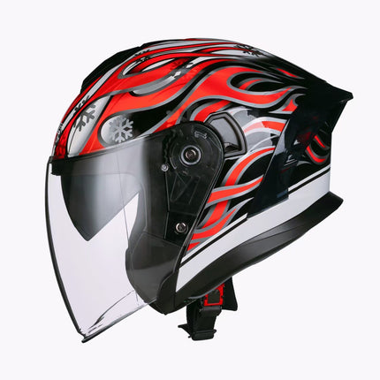 Jiarui National Trend Motorcycle Full-Face Helmet Half-Face Helmet for All Seasons Cool Riding Unisex Dot Certified
