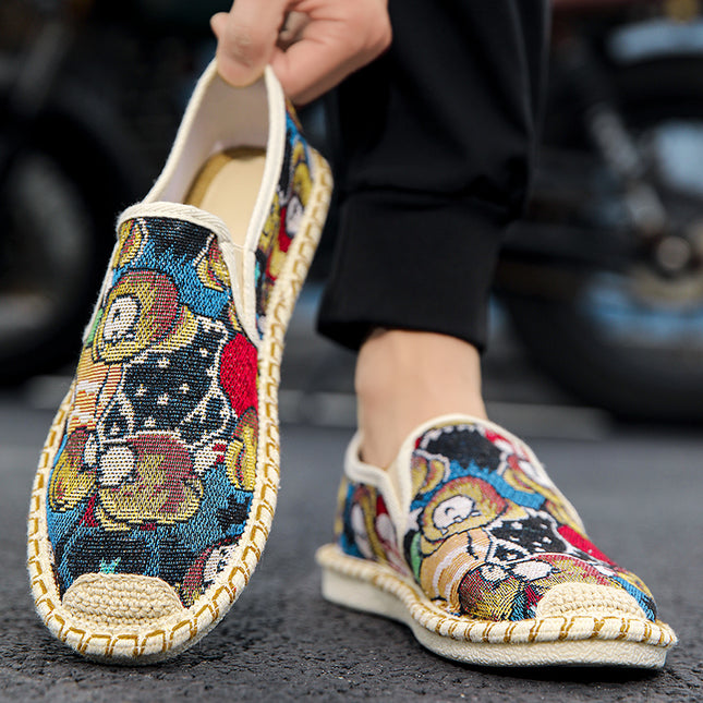 Cloth Shoes for Men, Summer Women's Shoes, Casual Slip-On Fisherman Canvas Shoes, Breathable Beanie Trendy Shoes