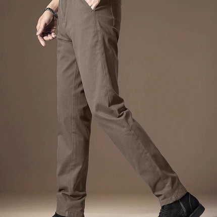 2026 New Summer Thin Trendy Slim-Fit Business Trousers for Men, High-End Pure Cotton Stretch Straight-Leg Casual Pants