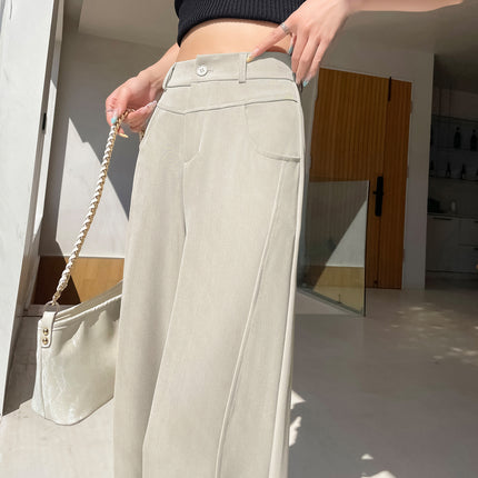 25 New Summer Slim-Fit Blazer Wide-Leg Pants High-Waisted Drape Loose Straight Casual Pants Slimming Versatile Petite