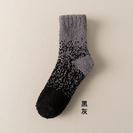 Coral Fleece Socks Men's Winter Thickened fleece-lined Medium Tube Men's Home Warm Plush Floor Socks Cold Sleeping Socks