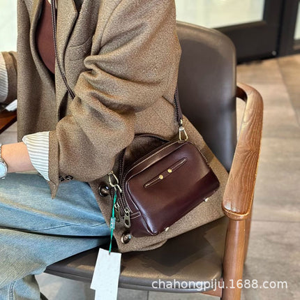 Bags, Crossbody Bags, Women's Versatile Handbags, Cowhide New Style, Niche Design, Genuine Leather Women's Bags, High-End Shoulder Bags
