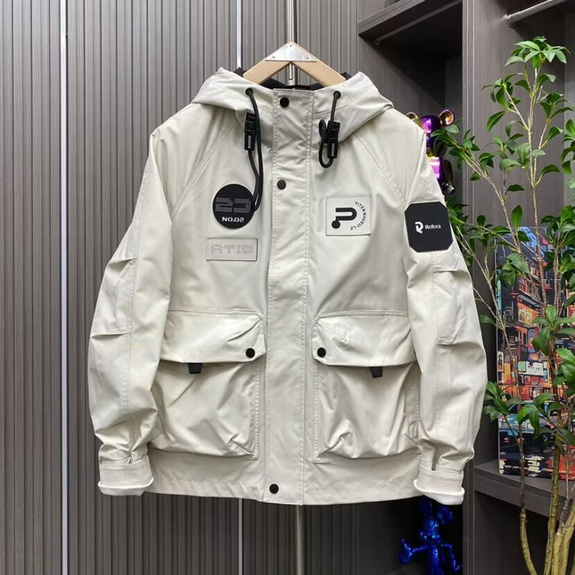 Spring New Arrival Tooling Multi-Pocket Hooded Jacket Men's Trendy Brand Plutton Handsome Couple's Rushwork Jacket Casual All-Match Jacket