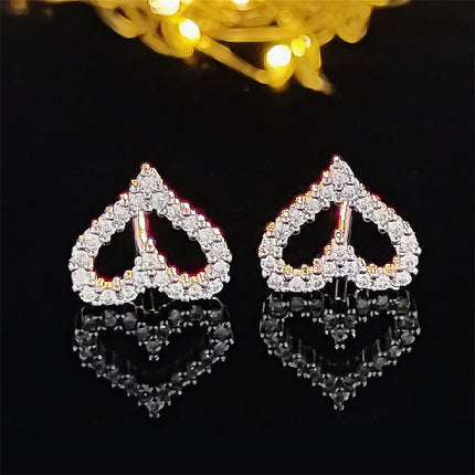 shein supply love-shaped small diamond earrings female temperament South Korea students all-match simple super fairy ear jewelry e8106