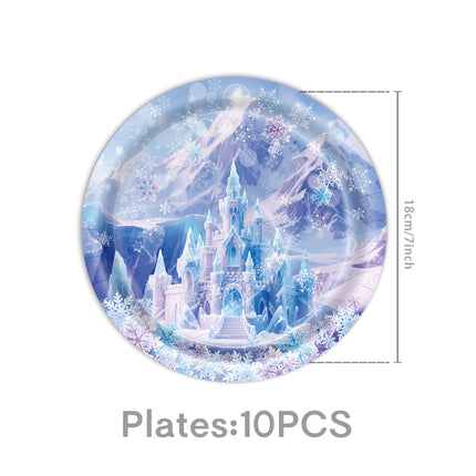 Cross-Border Ice and Snow Castle Happy Birthday Theme Cartoon Children's Party Supplies Tableware Set Birthday Arrangement Flag
