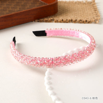 New Style Chanel Style Hair Hoop Women's High-end Sense Four-row Crystal Hair Accessories Sweet Girl's Presswith Hair Stamp Handmade Beaded Headband