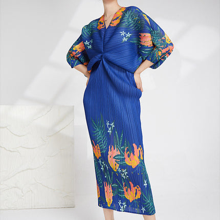 Cross-border Foreign Trade Dress dress Autumn Women's High-end Sense Women's Loose plus size Slim Pleated Dress Dress