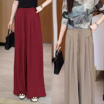 Long Skirt Pants with a Draping Effect for Women, Spring and Summer Casual High-End Style, Slimming Ice Silk, Petite Yamamoto Wide-Leg Long Skirt