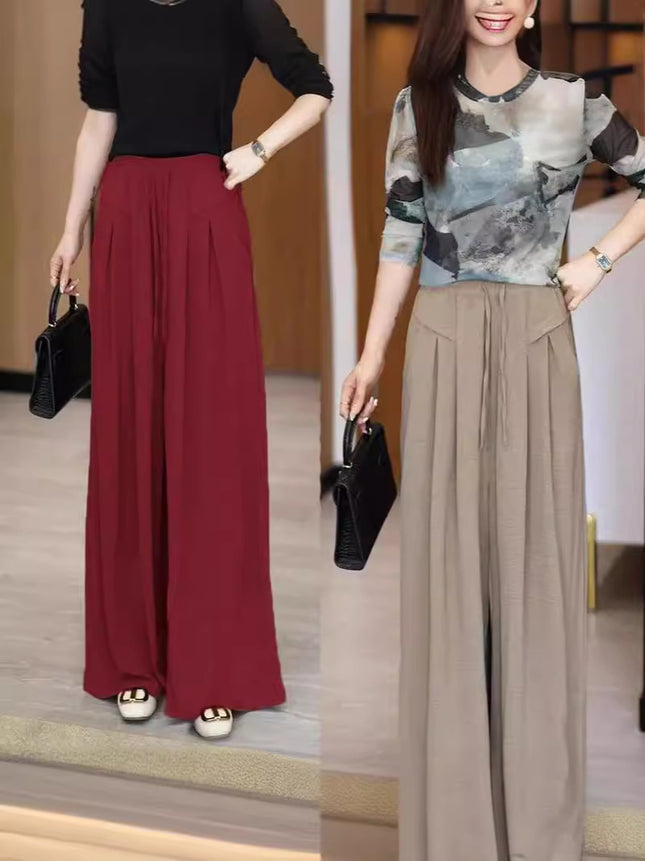 Long Skirt Pants with a Draping Effect for Women, Spring and Summer Casual High-End Style, Slimming Ice Silk, Petite Yamamoto Wide-Leg Long Skirt