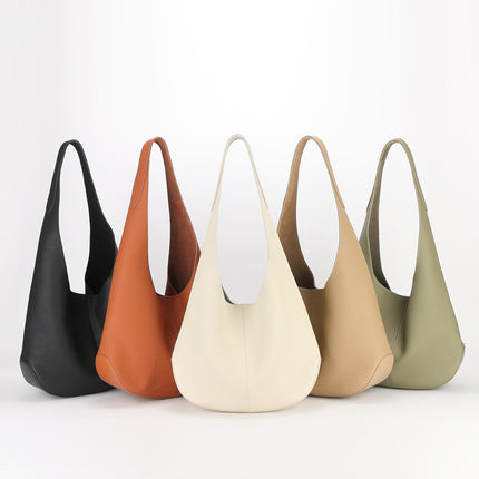 High-End Genuine Leather Fashion Bucket Bag, Lazy Shoulder Bag, Women's Bag, New Bag, Women's Simple Large-Capacity Tote Bag