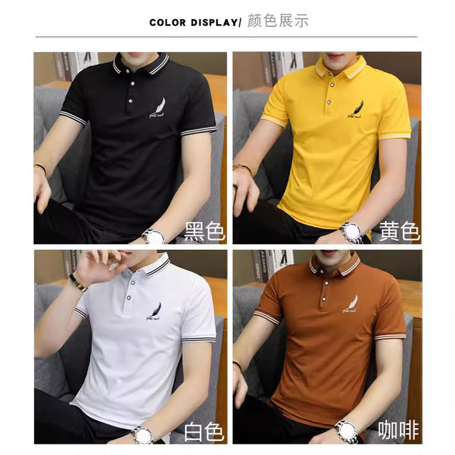 Young Men's Short-Sleeved Polo Shirt New Men's Large Size Short t Youth Half-Sleeved T-Shirt Student Polo Shirt